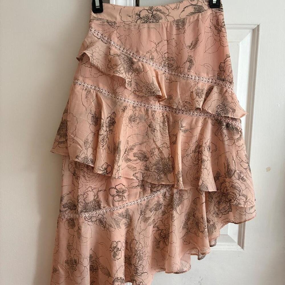 Allison new york pink floral tiered skirt
